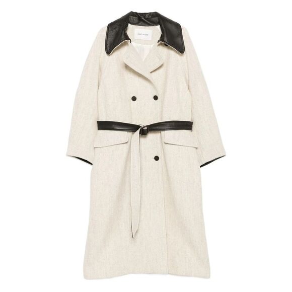 Mark Kenly Domino Tan Neutrals Coats - Double Breasted & Peacoats Women